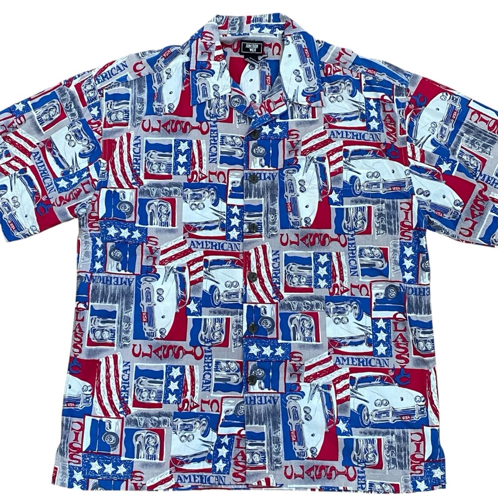 Vintage Junction West Patriotic American Classic Cars Shirt